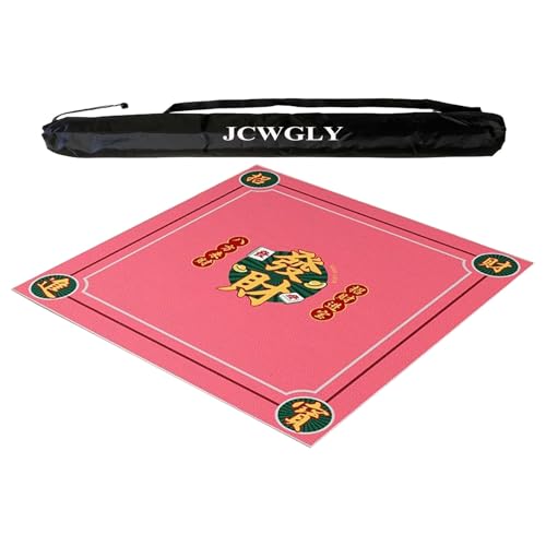 JCWGLY Rosa Mahjong-Matte Für Tische, rutschfeste Tischdecke Mit Geräuschreduzierung Und Gummirückseite Für Poker-Kartenbrettspiele, Mit Tragetasche(Pink 1,60x60 cm/23.62x23.62 in) von JCWGLY