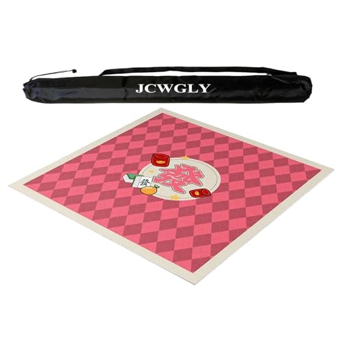 JCWGLY Rosa Mahjong-Matte Für Tische, rutschfeste Tischdecke Mit Geräuschreduzierung Und Gummirückseite Für Poker-Kartenbrettspiele, Mit Tragetasche(Pink 2,60x60 cm/23.62x23.62 in) von JCWGLY