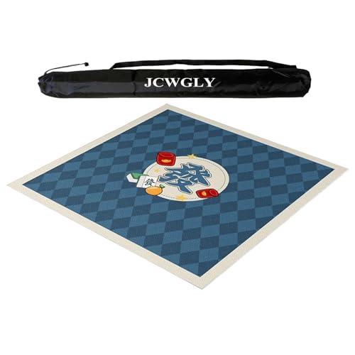 JCWGLY Weiche, rutschfeste Mahjong-Matte Mit Tragetasche, Dicke, Geräuschreduzierende Spielmatte Für Familienfeiern, Tischdecke Für Poker-, Karten- Und Legespiele(Blue,100x100 cm/39.37x39.37 in) von JCWGLY