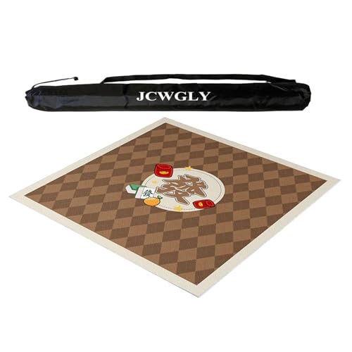 JCWGLY Weiche, rutschfeste Mahjong-Matte Mit Tragetasche, Dicke, Geräuschreduzierende Spielmatte Für Familienfeiern, Tischdecke Für Poker-, Karten- Und Legespiele(Brown,100x100 cm/39.37x39.37 in) von JCWGLY