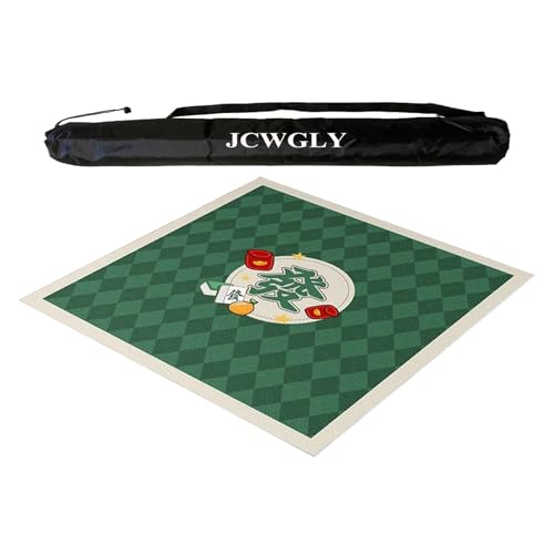 JCWGLY Weiche, rutschfeste Mahjong-Matte Mit Tragetasche, Dicke, Geräuschreduzierende Spielmatte Für Familienfeiern, Tischdecke Für Poker-, Karten- Und Legespiele(Green,100x100 cm/39.37x39.37 in) von JCWGLY