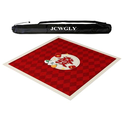 JCWGLY Weiche, rutschfeste Mahjong-Matte Mit Tragetasche, Dicke, Geräuschreduzierende Spielmatte Für Familienfeiern, Tischdecke Für Poker-, Karten- Und Legespiele(Red,90x90 cm/35.4x35.4 in) von JCWGLY