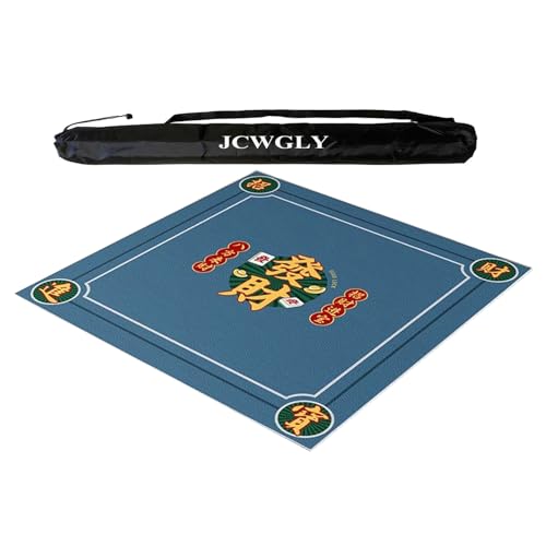 JCWGLY Weiche Mahjong-Tischmatte Aus Kristallsamt, rutschfeste Und Geräuschreduzierende Spieltischdecke Für Poker, Karten- Und Brettspiele, Mit Tragetasche(Blue,100x100 cm/39.37x39.37 in) von JCWGLY