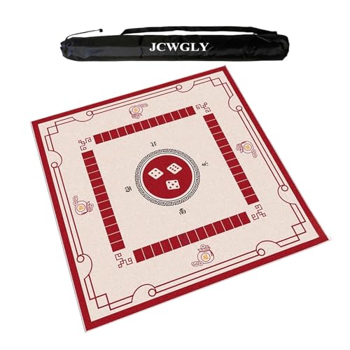 JCWGLY rutschfeste, Geräuschlose Mahjong-Matte Für Tische, Pokerkarten-Brettspielmatte Für Familientreffen, Tragbare Spielmatte Mit Tragetasche(Red,140cm/55.11in) von JCWGLY