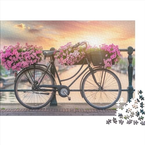 Bicycle with Flowers Fortgeschrittene Puzzles 1000 Teile Für Erwachsene Romantic Stress Abbauen Geeignet Für Erwachsene Farbe Puzzle Geschenk 1000pcs (75x50cm) von JDDEISKKE