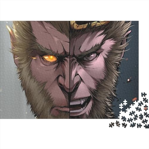 ‌Black Myth Wukong Holzpuzzle 300 Teile Für Erwachsene erschüttern Lord Herausforderung Geeignet Für Erwachsene Farbe Puzzle Geschenk 300pcs (40x28cm) von JDDEISKKE