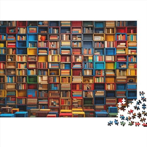 Bookshelves 1000 Stück Puzzlespiele Für Erwachsene Familien-Puzzlespiel Mit Poster Artistic Stress Abbauen Jigsaw Puzzles for Für Erwachsene Und Kinder Ab 14 Jahren Farbe Puzzle Einzigartige Geschenke von JDDEISKKE
