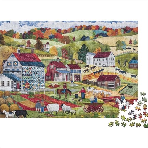 Chickens Puzzle 300 Teile Für Erwachsene Style of A Quilt Stress Abbauen Geeignet Für Erwachsene Farbe Puzzle Einzigartige Geschenke 300pcs (40x28cm) von JDDEISKKE