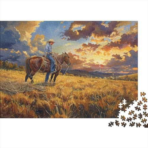 Cowboy Puzzle 300 Teile Puzzlespiel Mit Poster Slick Stress Abbauen Geeignet Für Erwachsene Farbe Puzzle Souvenirs 300pcs (40x28cm) von JDDEISKKE