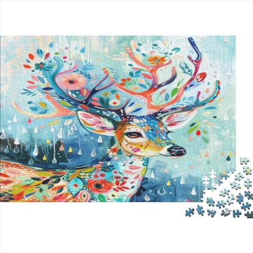 Deer Fortgeschrittene Puzzles 300 Teile Familien-Puzzlespiel Art Style Stress Abbauen Geeignet Für Erwachsene Farbe Puzzle Einzigartige Geschenke 300pcs (40x28cm) von JDDEISKKE