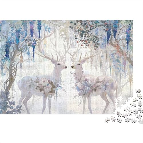 Deer Fortgeschrittene Puzzles 300 Teile Für Erwachsene Beautiful Stress Abbauen Geeignet Für Erwachsene Farbe Puzzle Souvenirs 300pcs (40x28cm) von JDDEISKKE