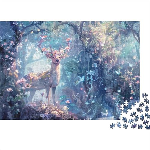 Deer Fortgeschrittene Puzzles 300 Teile Puzzlespiel Mit Poster Beautiful Stress Abbauen Geeignet Für Erwachsene Farbe Puzzle Souvenirs 300pcs (40x28cm) von JDDEISKKE