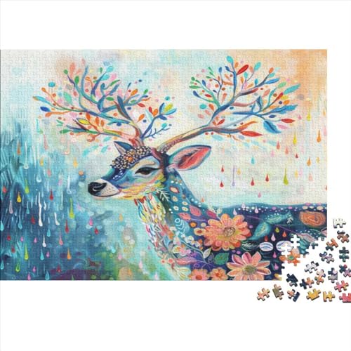 Deer Puzzle 300 Teile Für Erwachsene Art Style Stress Abbauen Geeignet Für Erwachsene Farbe Puzzle Einzigartige Geschenke 300pcs (40x28cm) von JDDEISKKE