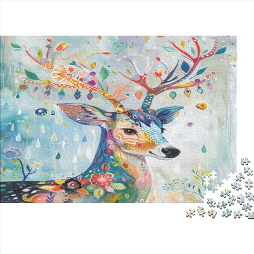 Deer Puzzle 300 Teile Puzzlespiel Mit Poster Art Style Stress Abbauen Geeignet Für Erwachsene Farbe Puzzle Einzigartige Geschenke 300pcs (40x28cm) von JDDEISKKE