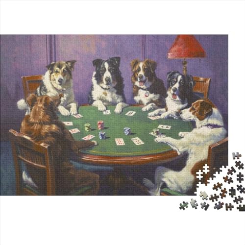 Dogs Playing Poker Fortgeschrittene Puzzles 300 Teile Für Erwachsene Play Herausforderung Geeignet Für Erwachsene Farbe Puzzle Einzigartige Geschenke 300pcs (40x28cm) von JDDEISKKE