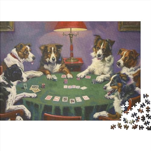 Dogs Playing Poker Holzpuzzle 300 Teile Puzzlespiel Mit Poster Play Herausforderung Geeignet Für Erwachsene Farbe Puzzle Geschenk 300pcs (40x28cm) von JDDEISKKE