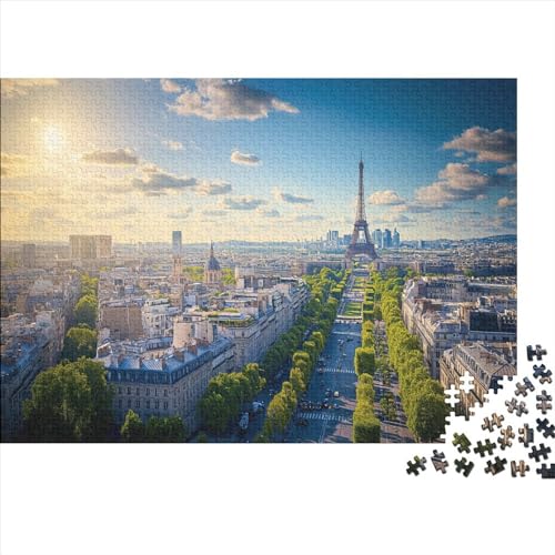 Eiffel Tower Holzpuzzle 300 Teile Für Erwachsene Romantic Stress Abbauen Geeignet Für Erwachsene Farbe Puzzle Souvenirs 300pcs (40x28cm) von JDDEISKKE