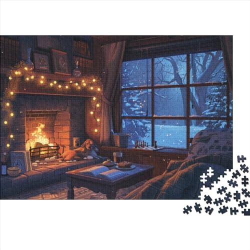 Fireplace Fortgeschrittene Puzzles 300 Teile Für Erwachsene Warm Herausforderung Geeignet Für Erwachsene Farbe Puzzle Einzigartige Geschenke 300pcs (40x28cm) von JDDEISKKE