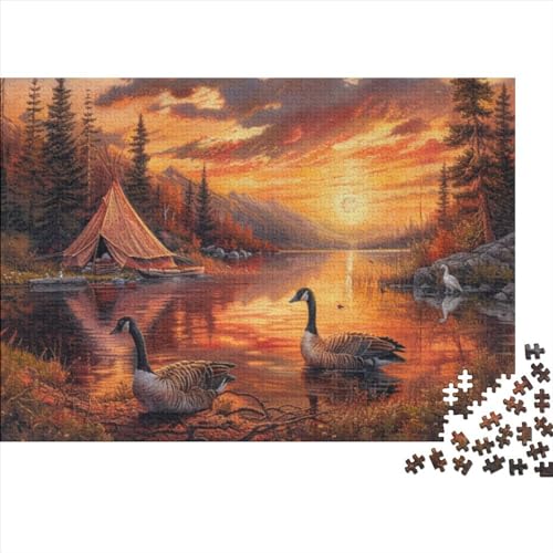 Geese Fortgeschrittene Puzzles 300 Teile Für Erwachsene Sunsets Stress Abbauen Geeignet Für Erwachsene Farbe Puzzle Souvenirs 300pcs (40x28cm) von JDDEISKKE