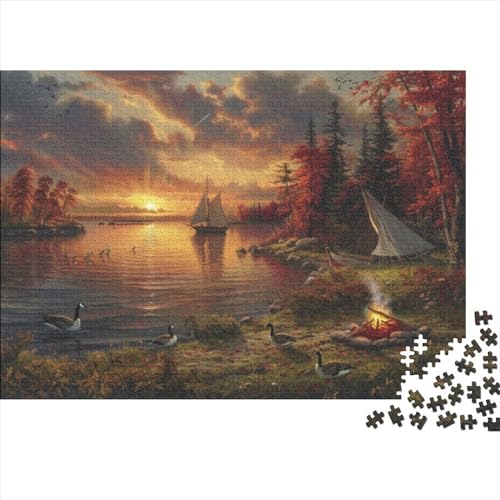 Geese Fortgeschrittene Puzzles 300 Teile Für Erwachsene Sunsets Stress Abbauen Geeignet Für Erwachsene Farbe Puzzle Souvenirs 300pcs (40x28cm) von JDDEISKKE