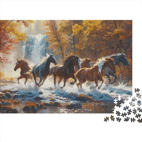 Horses Fortgeschrittene Puzzles 300 Teile Familien-Puzzlespiel Freedom Herausforderung Geeignet Für Erwachsene Farbe Puzzle Geschenk 300pcs (40x28cm) von JDDEISKKE