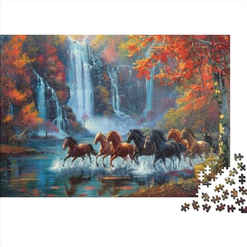 Horses Fortgeschrittene Puzzles 300 Teile Familien-Puzzlespiel Freedom Stress Abbauen Geeignet Für Erwachsene Farbe Puzzle Einzigartige Geschenke 300pcs (40x28cm) von JDDEISKKE