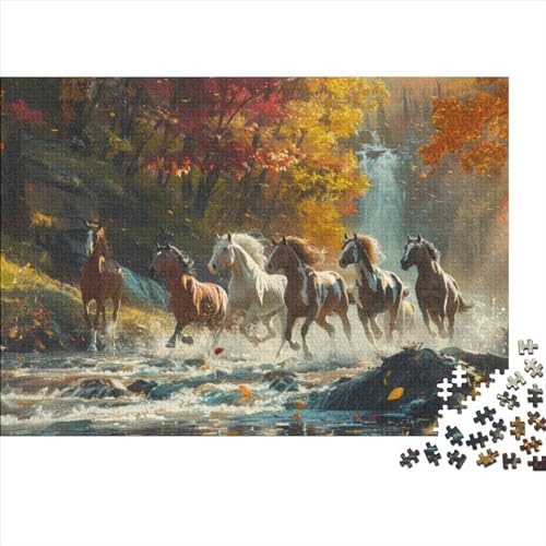 Horses Fortgeschrittene Puzzles 300 Teile Für Erwachsene Freedom Herausforderung Geeignet Für Erwachsene Farbe Puzzle Souvenirs 300pcs (40x28cm) von JDDEISKKE