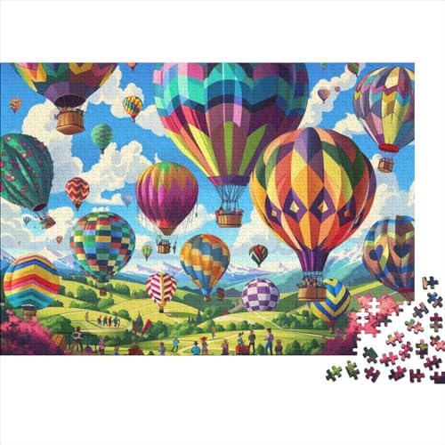 Hot Air Balloon Holzpuzzle 300 Teile Puzzlespiel Mit Poster Vibrant Herausforderung Geeignet Für Erwachsene Farbe Puzzle Souvenirs 300pcs (40x28cm) von JDDEISKKE