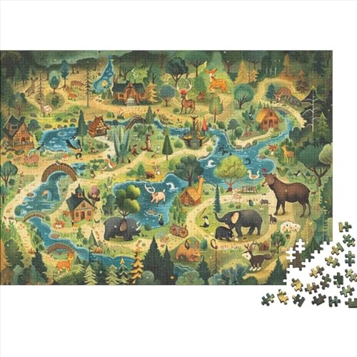 Map Puzzle 300 Teile Puzzlespiel Mit Poster Cartoon-Style Stress Abbauen Geeignet Für Erwachsene Farbe Puzzle Einzigartige Geschenke 300pcs (40x28cm) von JDDEISKKE