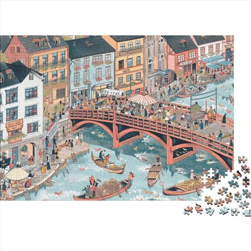 Riverside Puzzle 300 Teile Puzzlespiel Mit Poster Buildings Stress Abbauen Geeignet Für Erwachsene Farbe Puzzle Einzigartige Geschenke 300pcs (40x28cm) von JDDEISKKE