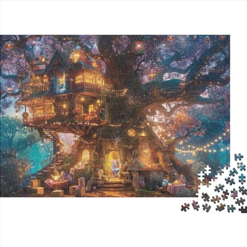 Treehouse Fortgeschrittene Puzzles 300 Teile Puzzlespiel Mit Poster Dreamy Stress Abbauen Geeignet Für Erwachsene Farbe Puzzle Geschenk 300pcs (40x28cm) von JDDEISKKE