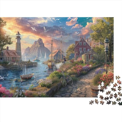 Village Fortgeschrittene Puzzles 300 Teile Für Erwachsene Fantasy Realism Style Herausforderung Geeignet Für Erwachsene Farbe Puzzle Souvenirs 300pcs (40x28cm) von JDDEISKKE