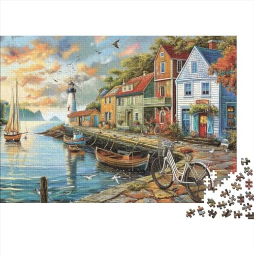 Village Puzzle 300 Teile Familien-Puzzlespiel Fantasy Realism Style Herausforderung Geeignet Für Erwachsene Farbe Puzzle Geschenk 300pcs (40x28cm) von JDDEISKKE