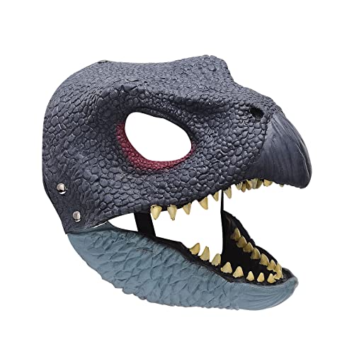 JDEFARF Männer-Maskerade-Dinosaurier-Maske, Latex-Dinosaurier-Maske, Dinosaurier-Kopf mit öffnendem Kiefer, Dino-Maske für Party(Lila) von JDEFARF