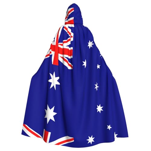 JDFHGNU Kapuzenumhang für Erwachsene, Unisex, Maskerade, Halloween, Hexenumhang, Weihnachtsfeier, Robe, Umhang, Motiv: australische Flagge von JDFHGNU