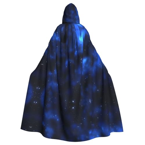 JDFHGNU Kapuzenumhang für Erwachsene, Unisex, Maskerade, Halloween, Hexenumhang, Weihnachtsfeier, Robe, Umhang, blaues Sternenhimmel-Muster von JDFHGNU