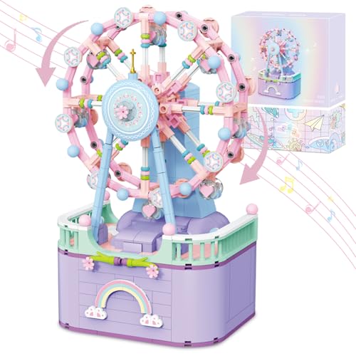 JDMDKB Spieluhr Bausteine Set, Rotierendes Riesenrad Bauklötze Kit, 710pcs, für Mädchen und Jungen von 6 bis 12 Jahren Geburtstags und Tagsgeschenke für Erwachsene von JDMDKB