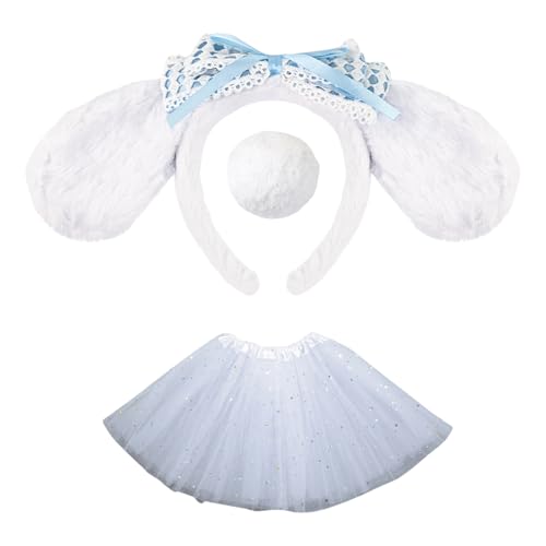 JDNH Hundekostüme für Kinder, Mädchen, Hundeohren, Stirnband, Schwanz, Tutus, Rock, Halloween, Tier, Cosplay-Zubehör von JDNH