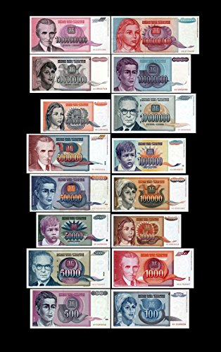 *** 100-10000000000 Jugoslawische Dinar - 16 Banknoten - 3.Serie - Reproduktion *** von JDS Collection