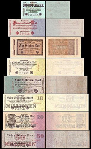 *** 100000-50 Millionen Mark 8 Reichsbanknoten 25.07.1923-4. Ausgabe - Pick 91-98 - Reproduktion *** von JDS Collection