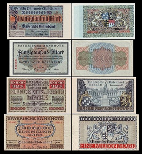 *** 20000-1 Mio. Mark - Bayerische Notenbank 1. Ausgabe 1923 - PS 926-929 - Reproduktion *** von JDS Collection