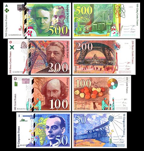 *** 50,100,200,500 französische Francs - Ausgabe 1993-2000 - alte Währung - Reproduktion *** von JDS Collection