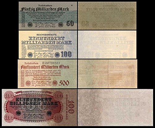 *** 50 Mrd - 100 Billionen Mark 4 Reichsbanknoten 25.10.1923-9.Ausgabe Pick 125-128 - Reproduktion *** von JDS Collection