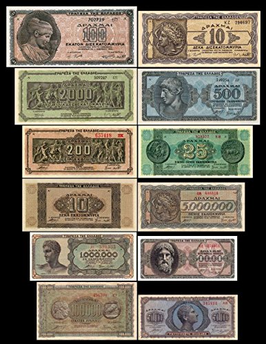 *** 50000-100000000000000 griechische Drachmai - 12 Banknoten - 6.Serie - 1944 - Reproduktion *** von JDS Collection