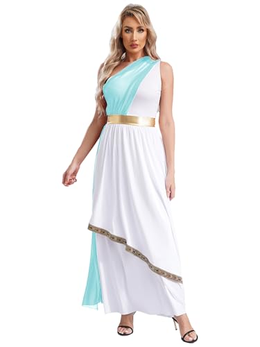 JEATHA Damen Antike griechische Göttin Cosplay Kleid olympische Göttin Kostüm Römer Griechen Maxikleid Party Cosplay Halloween Kostüme Hellblau XL von JEATHA