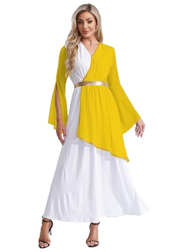JEATHA Damen Römische Göttin Kleid Antike Griechische Toga Maxikleid Für Karneval Faschnacht Mottoparty Verkleidung Kostüm Gelb XXL JEATHA Damen Römische Göttin Kleid Antike Griechische Toga Maxikleid Für Karneval Faschnacht Mottoparty Verkleidung Kostüm Gelb XXL von JEATHA
