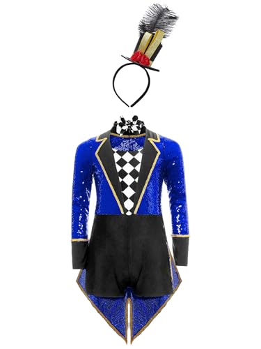 JEATHA Mädchen Zirkus Kostüme Pailletten Langarm Ballettkleid Weihnachtskostüm Ehrengarde Zirkusdirektor Cosplay Fasching Karneval Kostüm Königsblau 170 JEATHA Mädchen Zirkus Kostüme Pailletten Langarm Ballettkleid Weihnachtskostüm Ehrengarde Zirkusdirektor Cosplay Fasching Karneval Kostüm Königsblau 170 von JEATHA