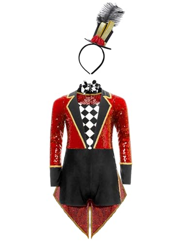JEATHA Mädchen Zirkus Kostüme Pailletten Langarm Ballettkleid Weihnachtskostüm Ehrengarde Zirkusdirektor Cosplay Fasching Karneval Kostüm Rot 170 JEATHA Mädchen Zirkus Kostüme Pailletten Langarm Ballettkleid Weihnachtskostüm Ehrengarde Zirkusdirektor Cosplay Fasching Karneval Kostüm Rot 170 von JEATHA