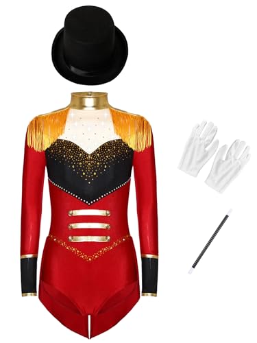 JEATHA Mädchen Zirkus Kostüme Pailletten Langarm Trikot Mit Zubehör Set Weihnachts Ehrengarde Zirkusdirektor Cosplay Fasching Karneval Kostüm Burgundy 158-164 JEATHA Mädchen Zirkus Kostüme Pailletten Langarm Trikot Mit Zubehör Set Weihnachts Ehrengarde Zirkusdirektor Cosplay Fasching Karneval Kostüm Burgundy 158-164 von JEATHA