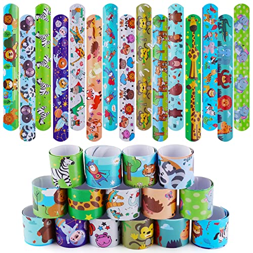 JEFFOUOO 30 Stück Schnapparmband Kinder,Bunte Klatscharmband mit Tier Schnapparmbänder,Slap Armband für Kinder Mädchen Jungen,Snap Armbänder für Geburtstags Geschenke Mitgebsel Spielzeug (Tier) von JEFFOUOO